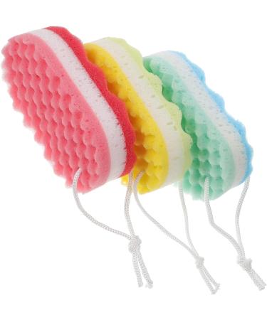 Supvox Bath Sponge Stool - 3 Pack Massager & Scrubber Pad for Peeling Skin | Yellow Red Blue | Perfect for Men & Women - Buy Online on GoSupps.com