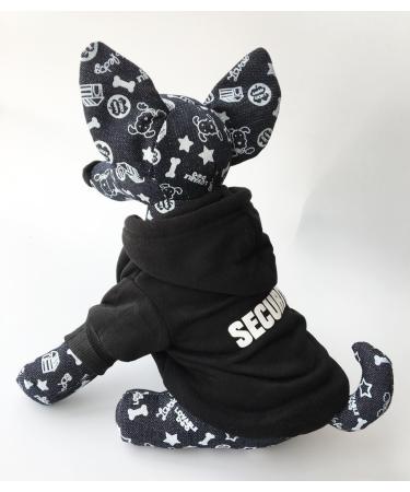 Zoonpark Dog Hoodie - Soft Fleece Jacket for Small Medium & Large Dogs - Winter Warmth Security Inscription 2XL 48.5cm Back Length Black - Buy Online on GoSupps.com