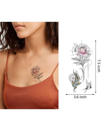 30pcs Waterproof Flower Temporary Tattoos for Women L7.5xW3.6 - Trendy and Stylish Designs - Buy Online on GoSupps.com