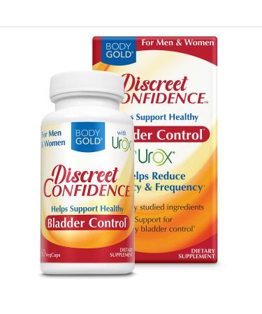 Body Gold Discreet Confidence - Helps Support Bladder Control Reduce Urgency and Frequency - Bladder Support with Urox Cranberry Extract Gluten Free Vegan 60-Day Guarantee 30 Serv 60 VegCaps