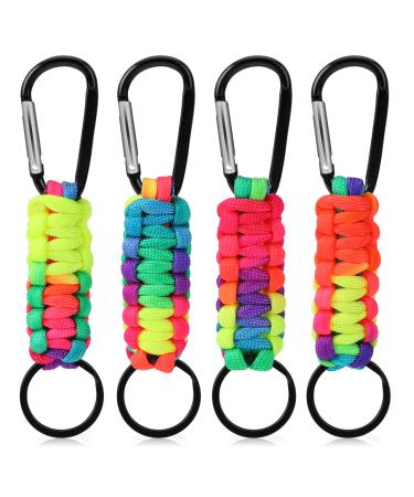 4 pieces of key rings with carabiner multifunction pendant colorful lanyard ring hook clip lanyard key trailer for fishing camping hiking