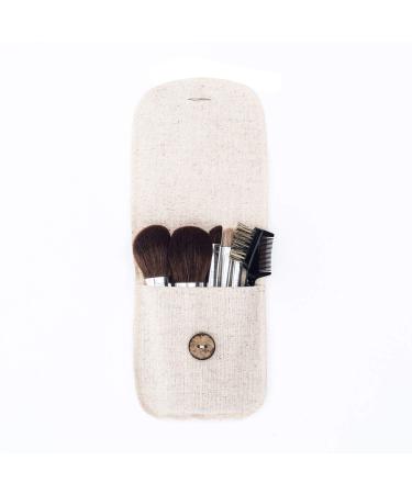 6pcs Mini Natural Bamboo Makeup Brushes Set with Travel Bag - Beige - Buy Online on GoSupps.com