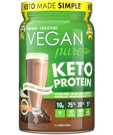 Keto Protein Powder with 10g MCT Per Scoop Dairy & Sugar Free 1g Net Carb Helps Ketosis Chocolate Flavour Lactose Free Plant Based Keto Protein Powder by Vegan Pure - 411g - Buy Online on GoSupps.com