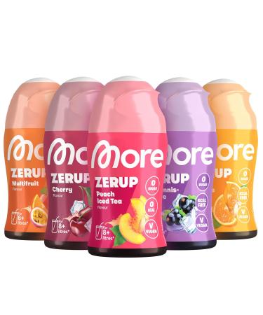 MORE Zerup Zero Syrup with real fruit extracts bundle of 5 5 x 65 ml (up to 42 L ready-to-drink beverage) mixed (bundle of 5)