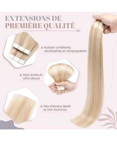 100g Real Hair Tape Extensions | UK Fashion Shop | Light Ash Blonde #18/613 - 18 Inch - Buy Online on GoSupps.com