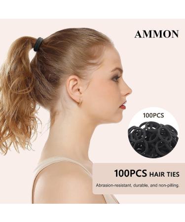 100 Pcs Black Seamless Hair Ties for Thick & Curly Hair - 1.77 Diameter Elastic Bands for Women - Buy Online on GoSupps.com