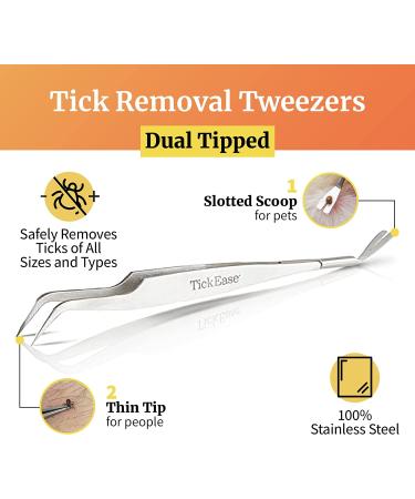 TickEase Dual-Tipped Tick Remover Tool for Humans & Pets - Tick Tweezers with Magnifier & Testing Instructions - Buy Online on GoSupps.com