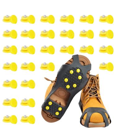 ZZXLLRO 80Pcs Ice Cleats Replacement Studs, Anti-Slip Steel Studs Slip-on Stretch Footwear, Yellow Micro Spikes for Men Hiking Winter Outdoor