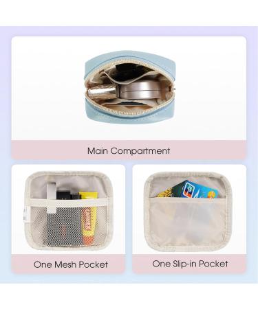 Wandering Nature Small Makeup Bag - Eco Vegan Leather Blue | Mini Make Up Pouch for Women with Slip-in Pockets | Small Cosmetic Bag for Purse and Handbag - Buy Online on GoSupps.com