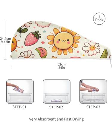 Sun and Rainbow Hair Towel 2 Pack | Super Absorbent Quick Dry Hair Turbans for Women & Girls - Buy Online on GoSupps.com