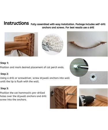 Cat Bridge Hanging Hammock & Shelves Set - Sturdy Wall Mounted Cat Furniture 56.7 - Natural Pine Rope Bridge for Large Cats - Easy Install - Buy Online on GoSupps.com