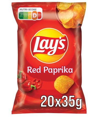 Lay's Red Paprika - Crispy seasoned potato chips for a successful party - 20 x 35g 35 g (pack of 20)