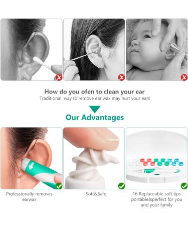 BALHVIT Spiral Ear Wax Removal Tool | Safe & Painless Earwax Remover with 16 Silicone Tips - Efficient Ear Cleaner for Kids & Adults - Buy Online on GoSupps.com