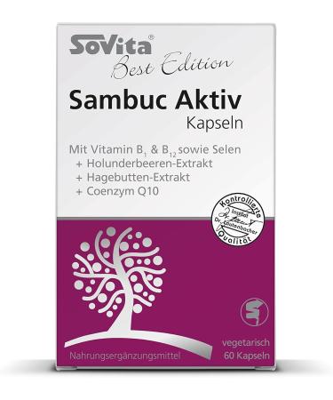 Sambuc Actively Capsules - Vegetarian Energy & Immune Support | Vitamin B Selenium & Coenzyme Q10 | Boost Your Health Naturally - Buy Online on GoSupps.com