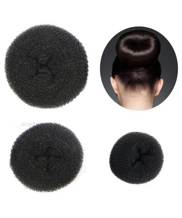 3-Piece Donut Hair Bun Maker Set with Elastic Bands & U-Shape Hairpins - Perfect for Girls & Women - Black - Buy Online on GoSupps.com