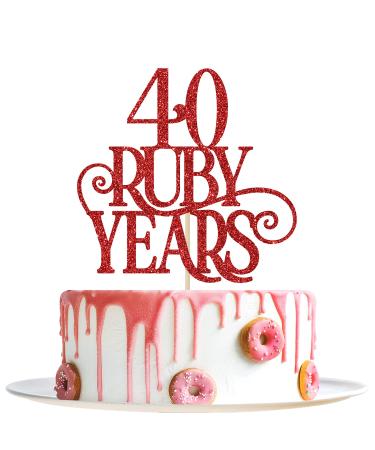 Red Glitter 40 Ruby Years Cake Topper for 40th Anniversary Wedding Party Decoration Supplies