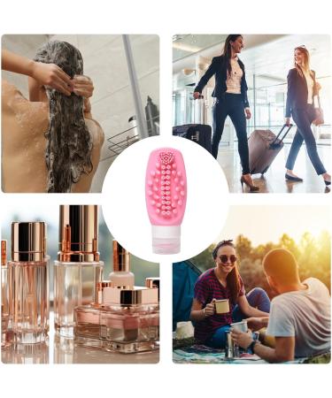 Uozonit Squeeze Bottle - Silicone Dispenser Toiletries Container - 2 in 1 Shampoo Conditioner Dispenser Leak Proof Refillable Squeezable Containers for Home Travel Pink - Buy Online on GoSupps.com
