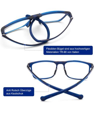 DOOViC Blue Light Filter Reading Glasses - Square Frame Large Lenses Prescription Strength 1216 3.0x - Shop Internationally! - Buy Online on GoSupps.com