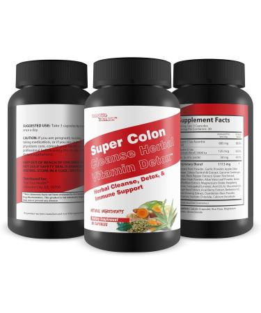 Super Colon Cleanse Herbal Detox | Immune Support & Digestion Aid | Psyllium & Magnesium Oxide for Constipation Relief & Bloating Reduction - Buy Online on GoSupps.com
