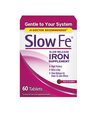 Slow Fe 45mg Iron Supplement for Iron Deficiency, Slow Release, High Potency, Easy to Swallow Tablets - 60 Count 60 Count (Pack of 1)