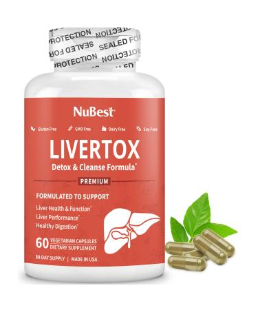 NuBest LiverTox - Premium Liver Health Formula - Liver Cleanse Detox & Repair - with Milk Thistle Choline Beet Turmeric Artichoke & Dandelion - 60 Capsules | 1 Month Supply Pack of 1