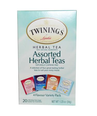 Twinings Assorted Herbal Teas Variety Pack Caffeine Free 20 Tea Bags 1.23 oz (34 g)