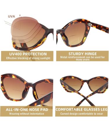 Buy LADEESSE 3 Pack Bifocal Reading Sunglasses for Women | Fashion Cateye Sun Readers UV400 +2.00 Protection | Stylish Outdoor Reading Glasses - Buy Online on GoSupps.com
