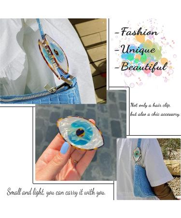 YOSOMK 3 Retro Blue Eye Hair Claw Clips - Unique Design Non-slip Small Hair Clips for Women - Stitching Color Hair Accessories for Thick and Thin Hair - Buy Online on GoSupps.com