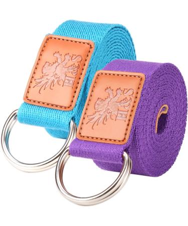 H&S Yoga belt with loops - 2 ribbons set - 1.85 & 2.45m long adjustable band made of cotton - YogaGurt Accessories for at home & on the way - Yoga belt double - Yoga on the way - Yoga strap - Buy Online on GoSupps.com