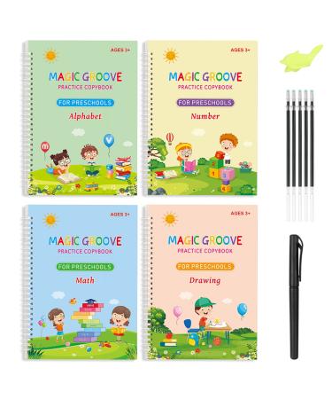 XTDMJ magical booklet 4 pieces of magical exercise book reusable exercise book + 5 refill + 1 pen holder for children calligraphy pay drawing letters write - Buy Online on GoSupps.com