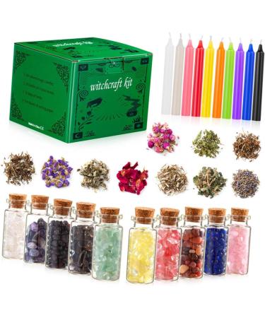 Witchcraft Candle Starter Kit | Mini Crystals & Accessories for Rituals | Relaxing Bath & Dried Flowers - Perfect for Experienced Witches - Buy Online on GoSupps.com