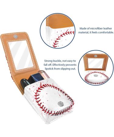 Travel Lipstick Organizer Case - Portable Makeup Bag with Mirror | Baseball Texture Print - E593i5fgze - Buy Online on GoSupps.com