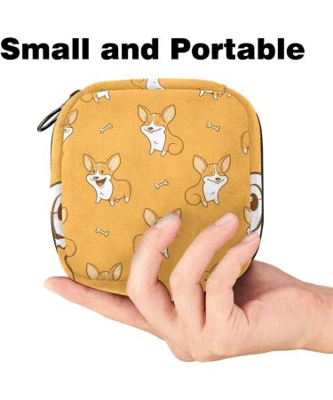 Women's Cartoon Corgi Menstrual Cup Storage Pocket - Travel Makeup Organizer with Big Capacity - Buy Online on GoSupps.com