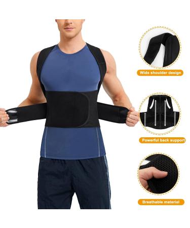 SOLCYSX Back Straightener Posture Corrector for Men | Adjustable Scoliosis Back Brace - Relieve Lower Back, Shoulder, and Neck Pain | Medium Black - Buy Online on GoSupps.com