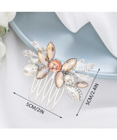 Catery Crystal Bride Hair Comb - Silver Bridal Side Comb with Champagne Rhinestones - Buy Online on GoSupps.com