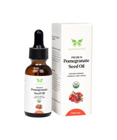 USDA Certified Organic Pomegranate Seed Oil (1 Oz) 100% Pure Natural Hexane-Free Face Moisturizer Skin Hydration Nails Natural Beauty Enhancement Anti-Aging Scar Relief