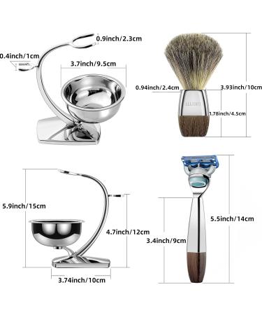 Grutti 4-in-1 Razor Set - Premium Men's Gift for Father's Day & Birthdays - Includes Shaving Bowl Brush & Imitation Wood Grain Stand - Compatible with Fusion 5 - Buy Online on GoSupps.com