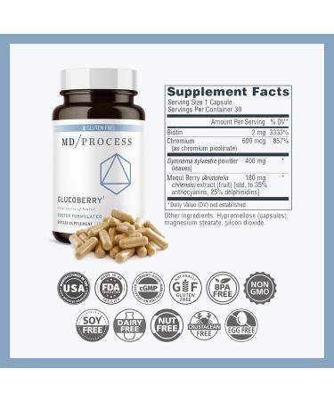 GlucoBerry Maqui Berry Extract with Chromium Picolinate for Blood Health Support - Doctor Formulated 30 Capsules - Biotin & Gymnema Sylvestre - Buy Online on GoSupps.com
