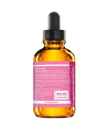 Leven Rose Pomegranate Seed Oil - 100% Pure Cold Pressed Antioxidant Moisturizer - 1 oz - Buy Online on GoSupps.com