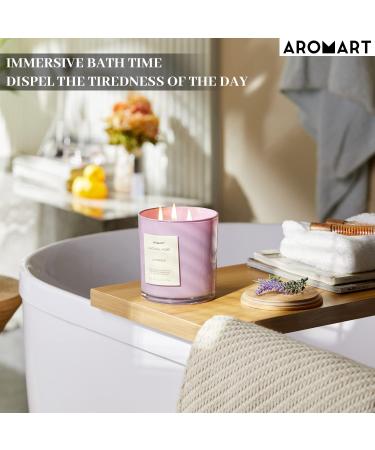 Buy 3 Wick Large Lavender Aromatherapy Candles - 22 Oz Soy Candles with 8% Essential Oils Long Burning Home Fragrance Gifts for Men & Women - International Shipping Available - Buy Online on GoSupps.com