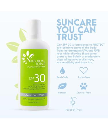 Natural Tone Organic Skincare SPF30 Broad Spectrum Vegan Sunscreen - 4oz - Buy Online on GoSupps.com