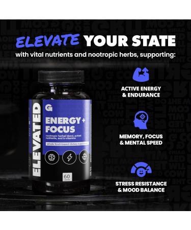 Gains in Bulk Elevated Nootropic Herbal Energy Supplements with Ginkgo Biloba B Vitamins DMAE Clean Energy & Focus Supplement Supports Digestive Health Cognitive Brain Health Vegan 60 Capsules - Buy Online on GoSupps.com