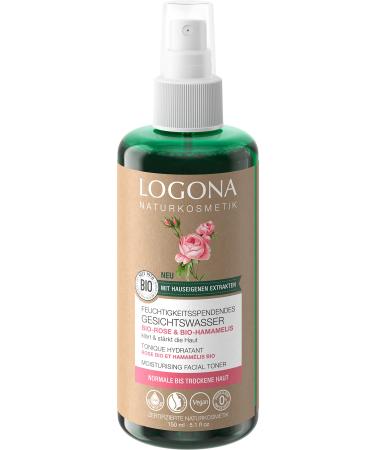 LOGONA Naturkosmetik Logona Moisturizing Facial Toner Toner for a Radiant and Nourished Complexion with Organic Rose and Organic Witch Hazel Vegan Formula 1 x 150 ml