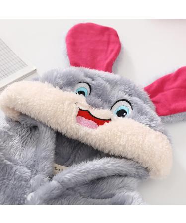 Colorful Cartoon Hare Children's Bathrobe with Hood | Flannel Pajamas for Girls 1-8 Years Old | Plush Toddler Nightwear (Green 6-7 Years) - Buy Online on GoSupps.com