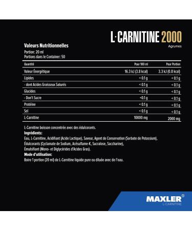 Maxler L-Carnitin Liquid 2000mg - Vegan & Sugar-Free Citrus 1000ml | High-Dose Fat Burner for Optimal Performance - Buy Online on GoSupps.com