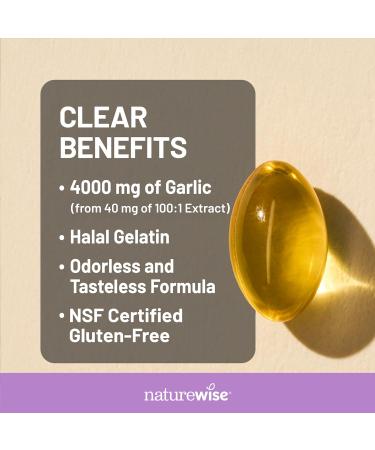 NatureWise Odorless Garlic Supplement 4000mg - Ultra Potent 100:1 Extract - Healthy Cholesterol Formula Heart Health Support - Non-GMO Gluten Free with Halal Gelatin - 60 Count 30-Day Supply 60 Count (Pack of 1) - Buy Online on GoSupps.com