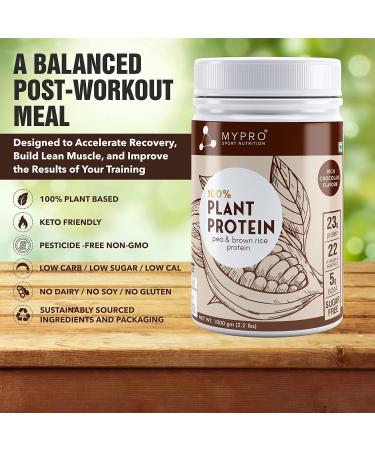Buy My pro Sport Nutrition Plant Protein Powder - Vegan Pea & Brown Rice (23g Protein 22 Vitamins 5g BCAA) - Chocolate 1000g - International Shipping - Buy Online on GoSupps.com