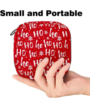 Shop Red Christmas Napkin Storage Bag for Women | Portable Menstruation & Bandage Organizer - HoHoHo Snowflake Design - Buy Online on GoSupps.com