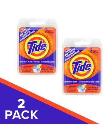 Tide Travel Sink Packets 3ct Laundry Detergent for Hiking RV Camping Backpacking Outdoors International (Pack of 2)