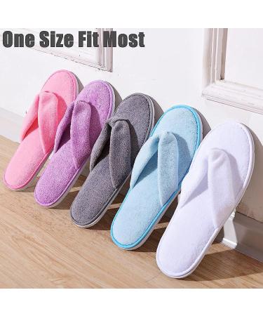 Soft Fleece Spa Flip Flops Set | 5 Pairs Guest & Hotel Slippers | Unisex House Shoes for Salons & Parties | Washable & Reusable - Buy Online on GoSupps.com